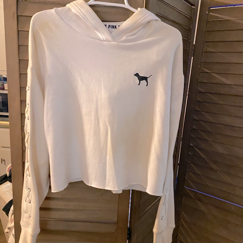 Victoria's Secret PINK white hoodie. Size medium